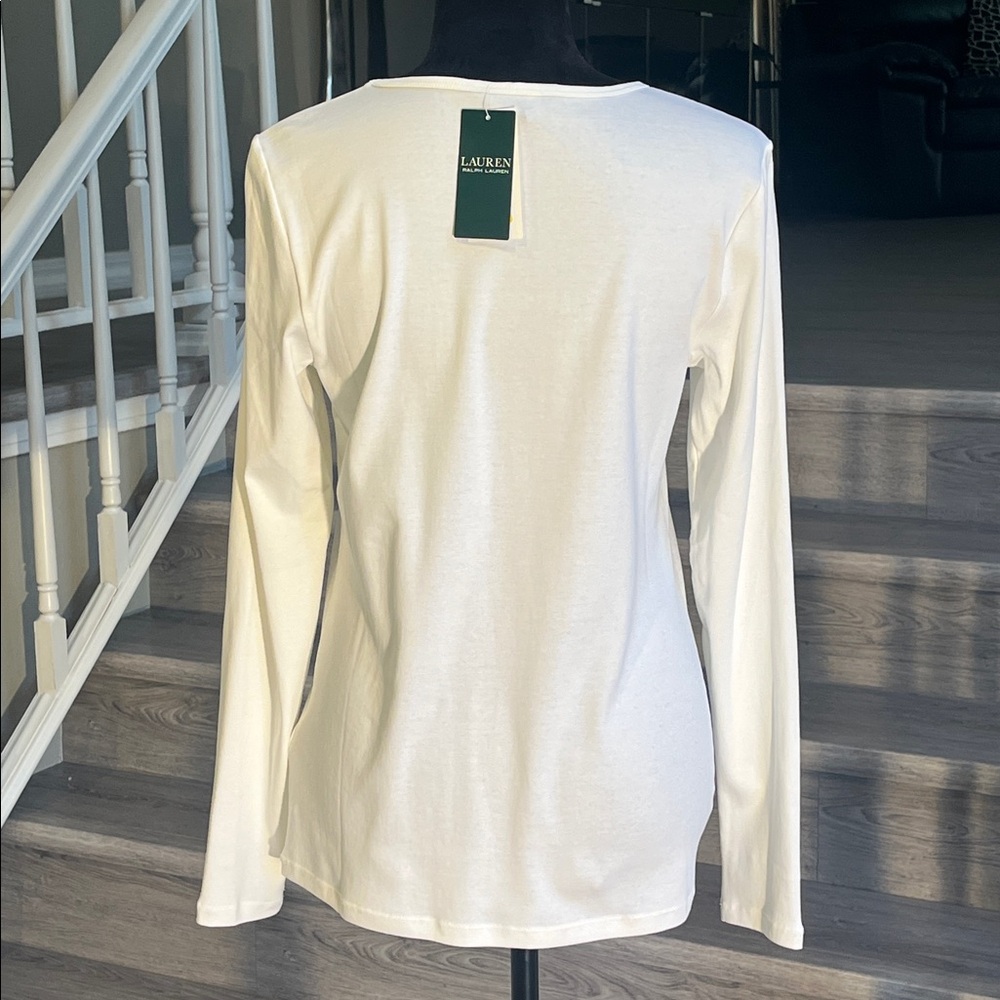 Lauren Ralph Lauren White Long Sleeve Tee - Picture 2 of 4